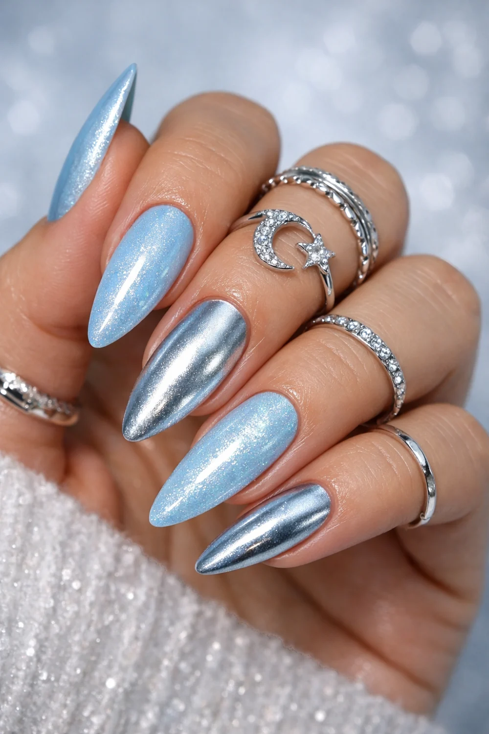 Icy Blue Nails for January