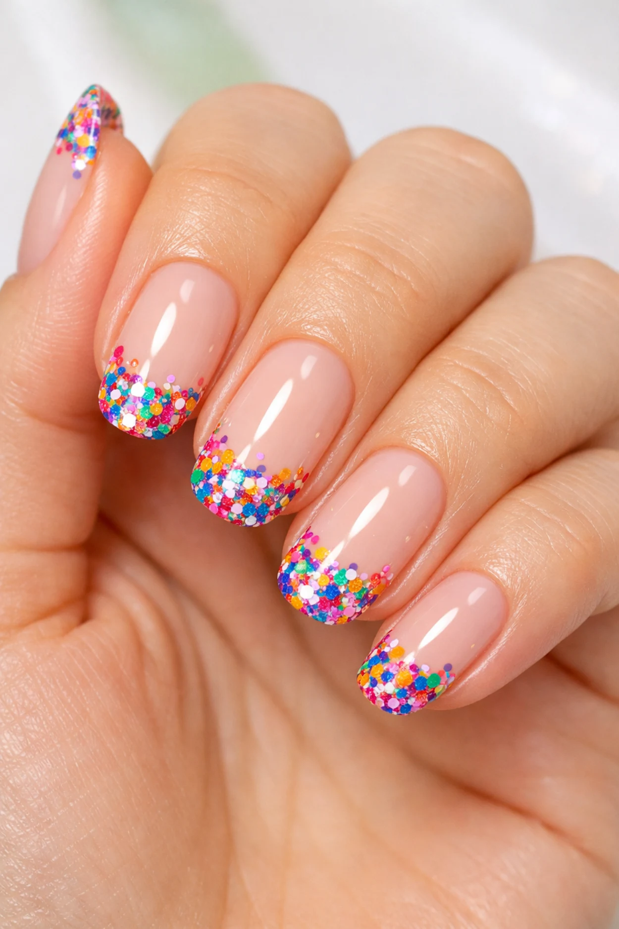 Colorful Spring Confetti French Tips