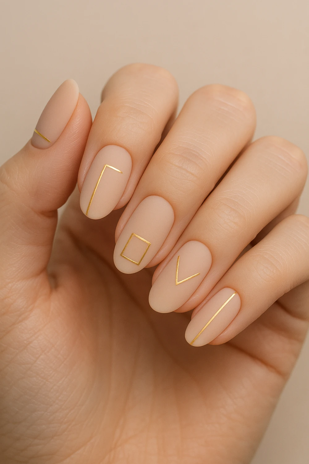Modern Gold Geometric Nails