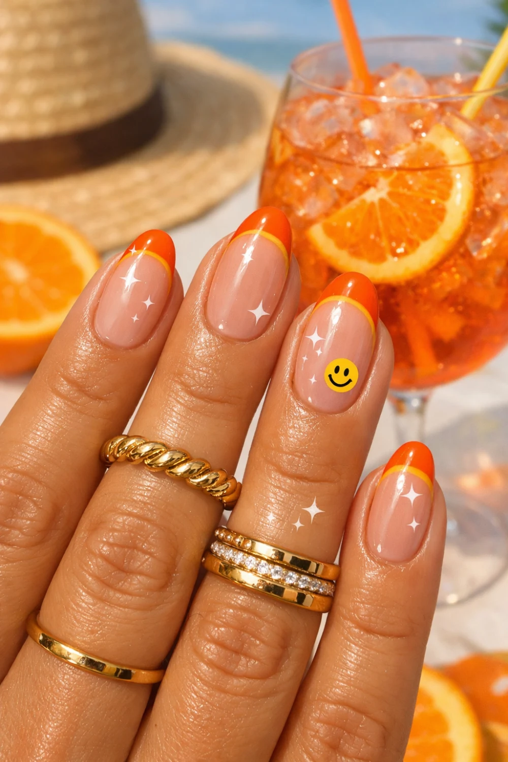 Aperol Spritz French Tips