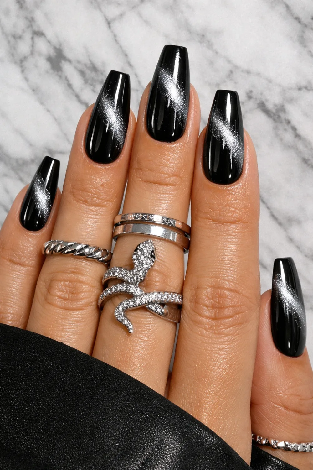 Black and Silver Cateye