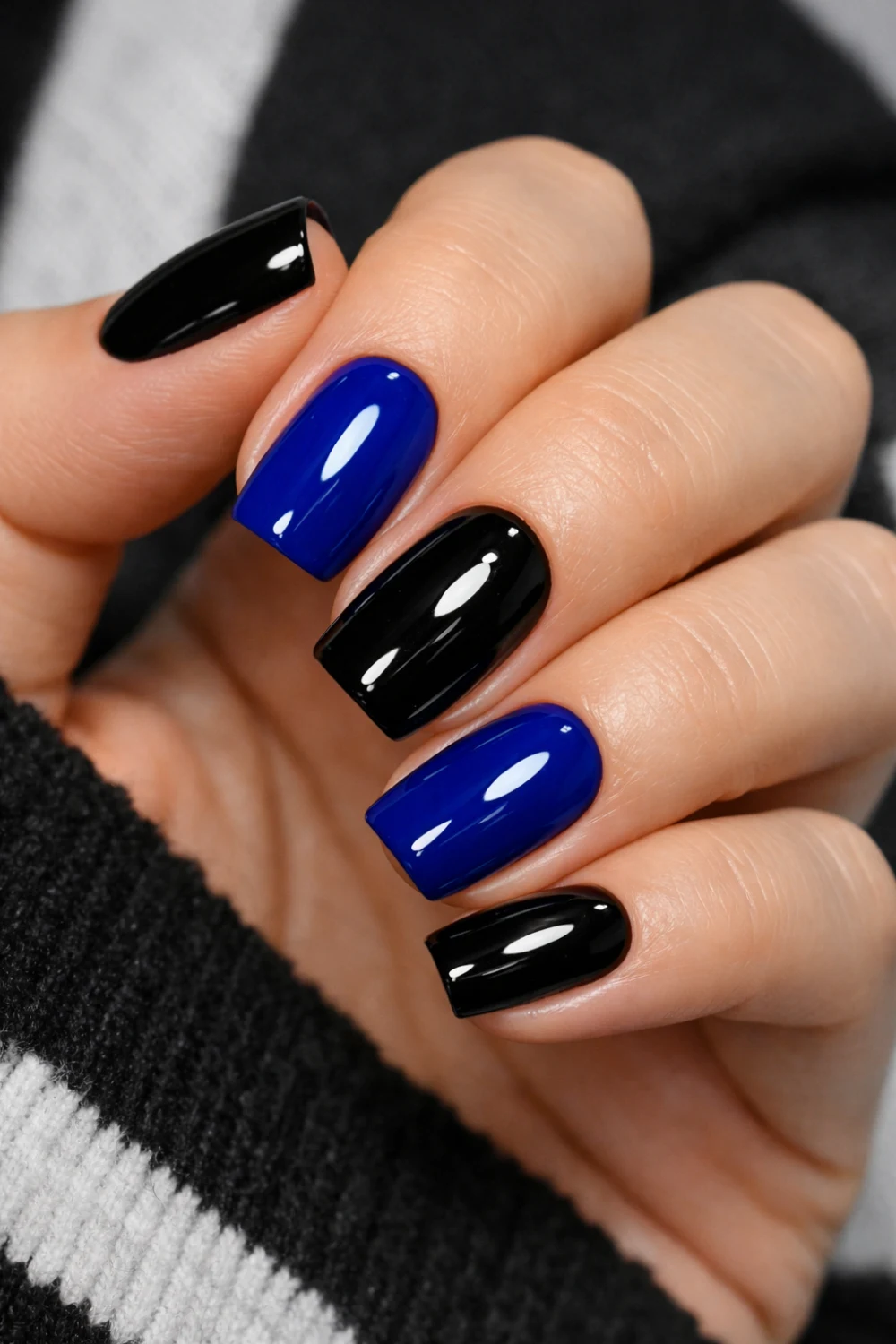 Blue and Black Harmony Nails