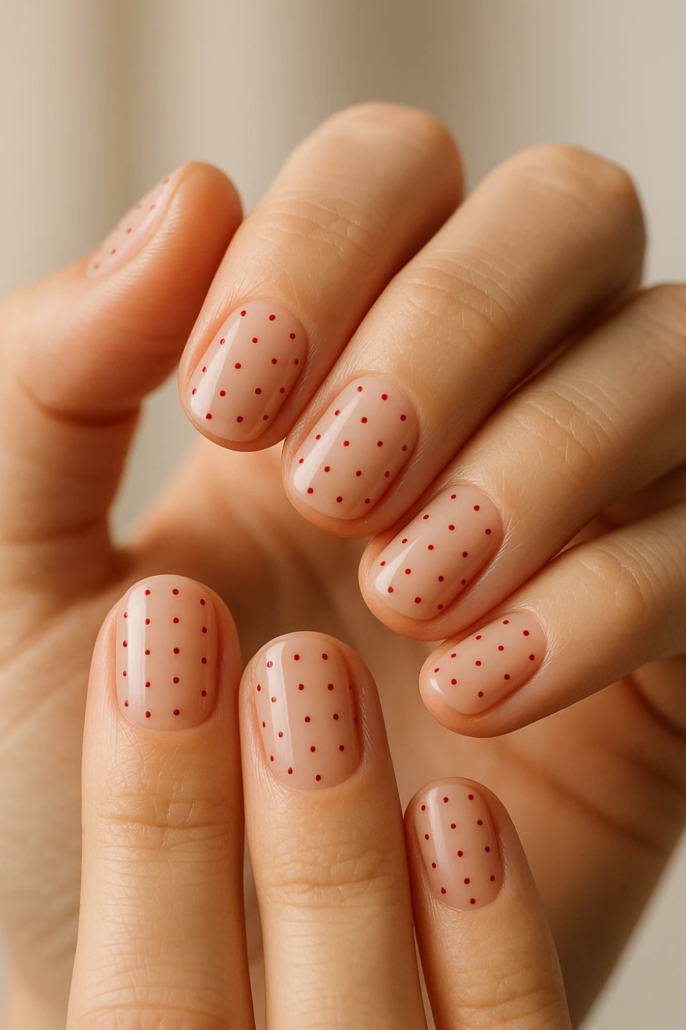 Crimson Micro-Dot Nails