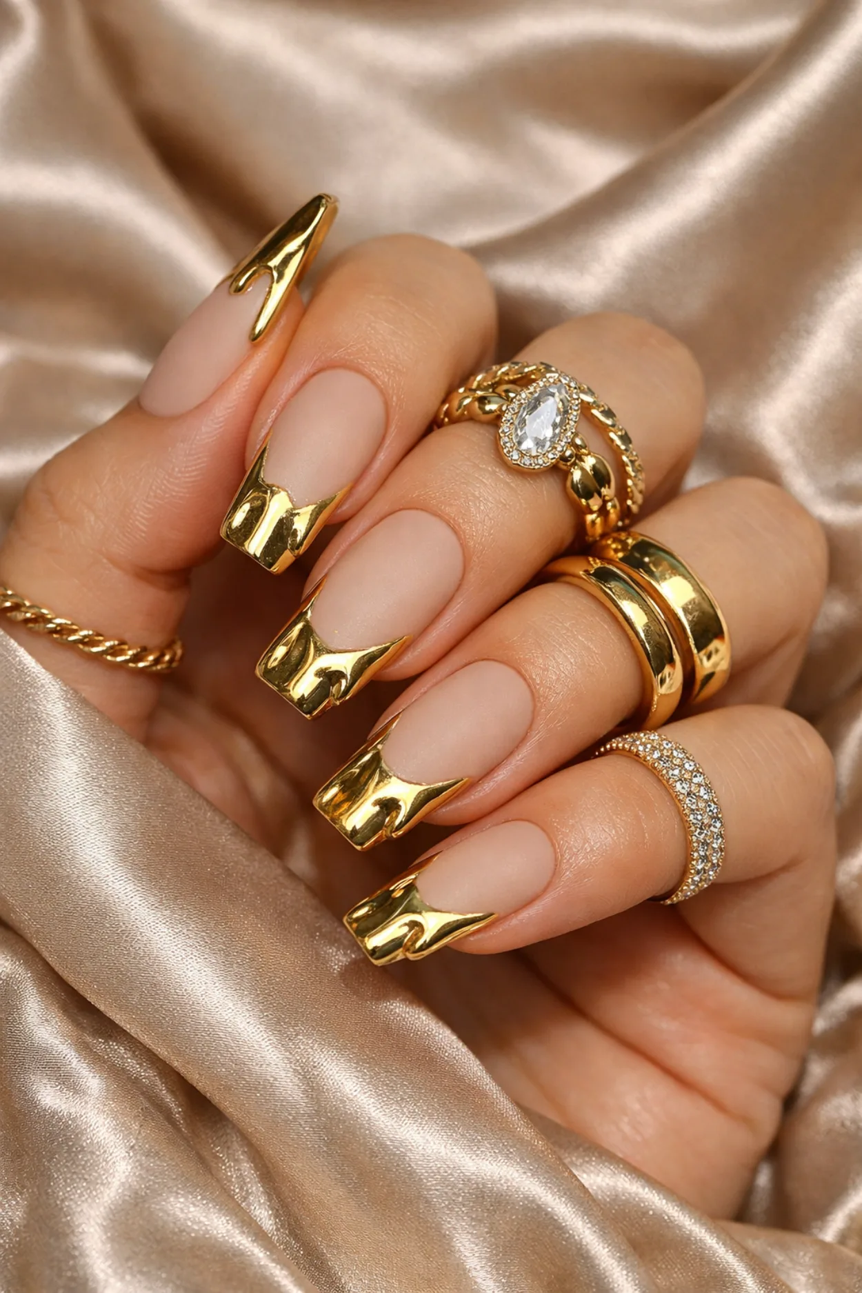 Drippy Gold Nails