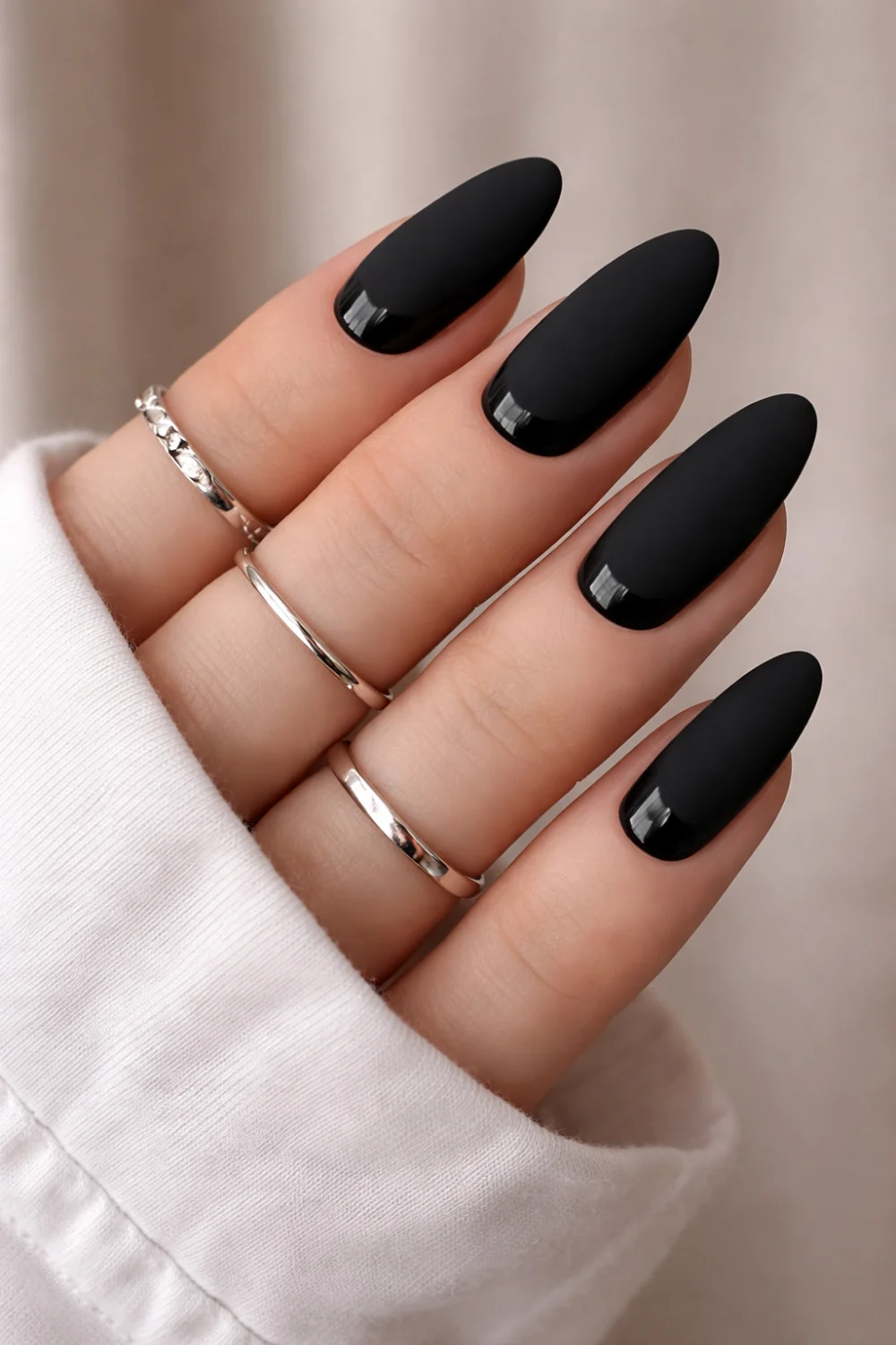Dual-Finish Black French Tips

