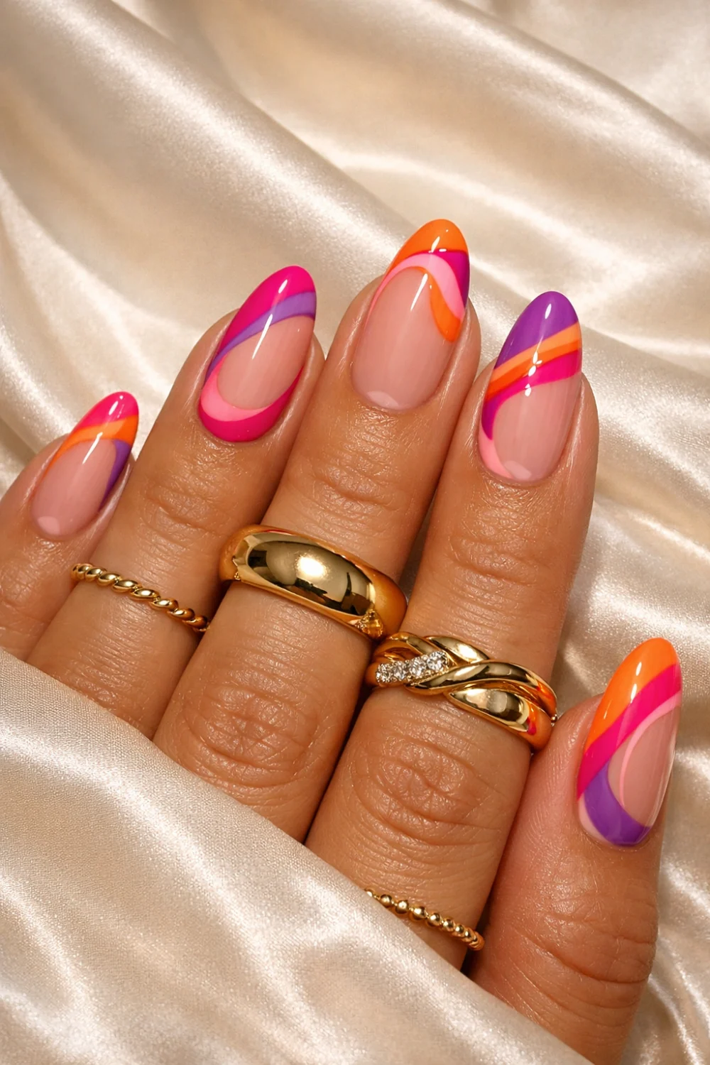 Mismatched Swirl French Tips