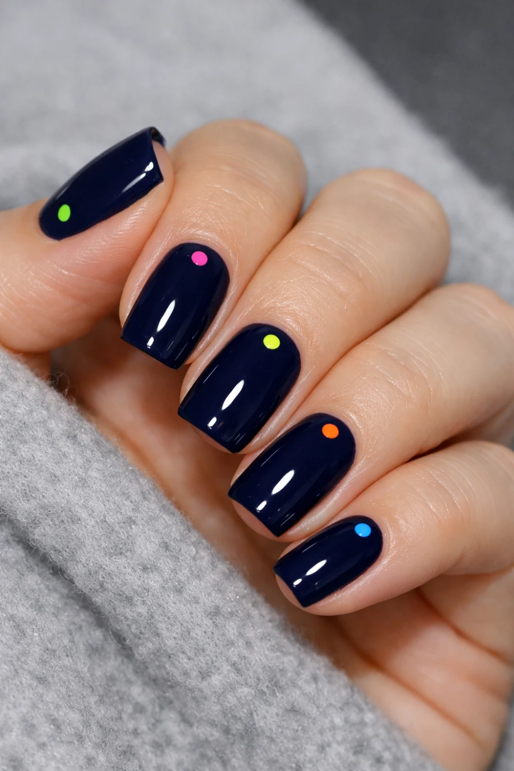 Neon Dot Navy Nails