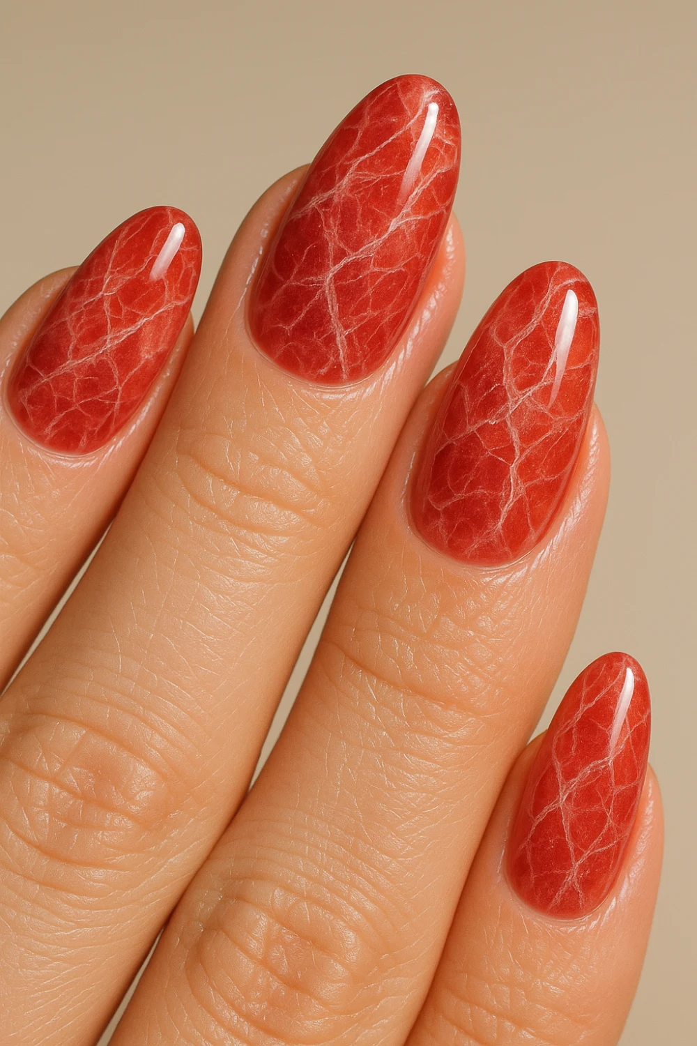 Red Quartz Crystal Nails