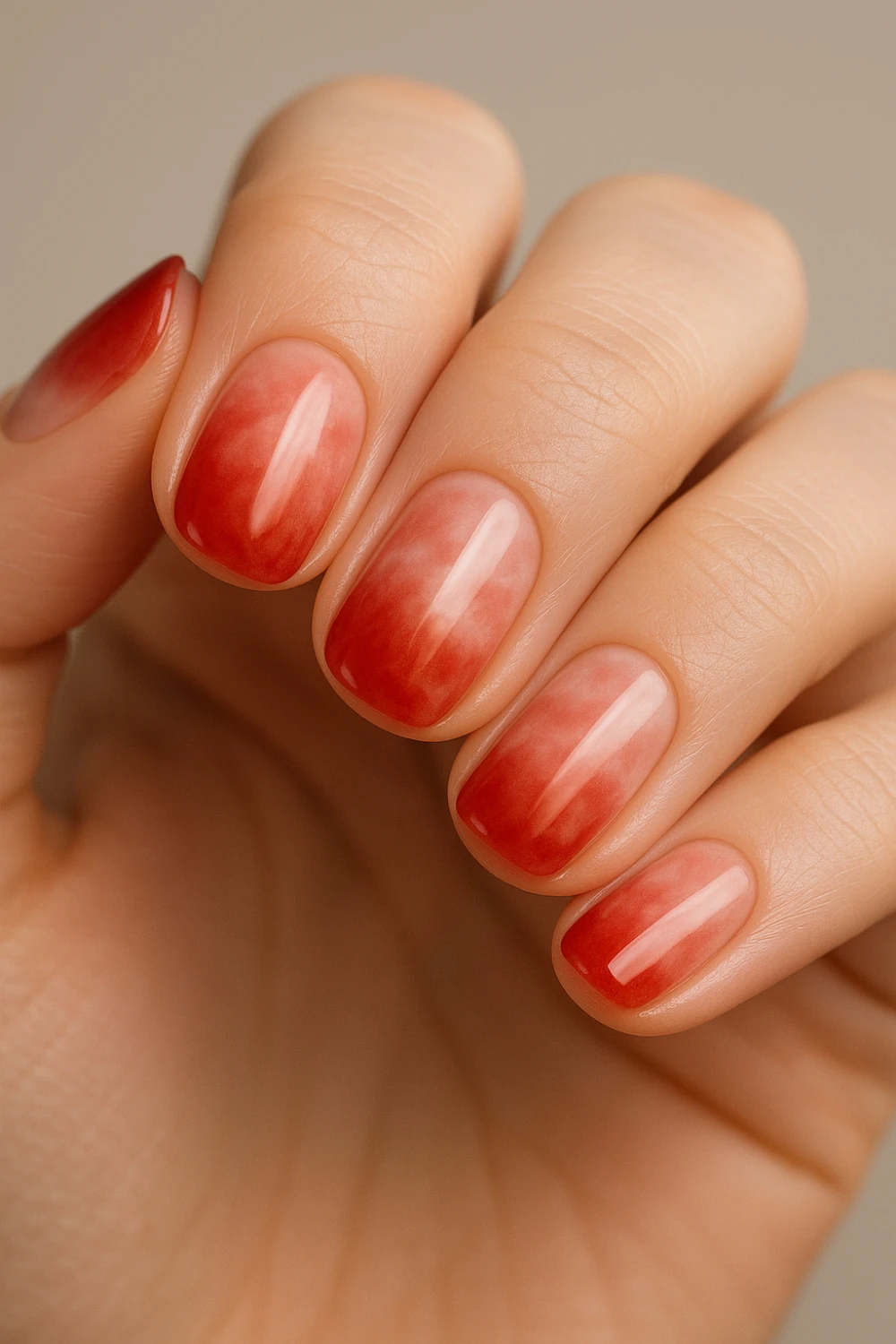 Scarlet Ombré Cloud Nails