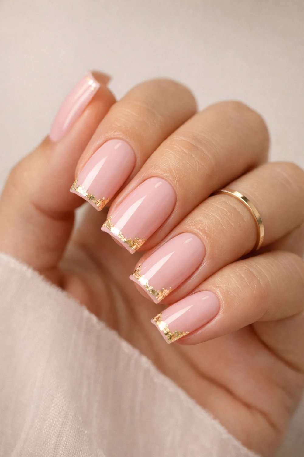 Soft Pink Elegance With Golden Accents