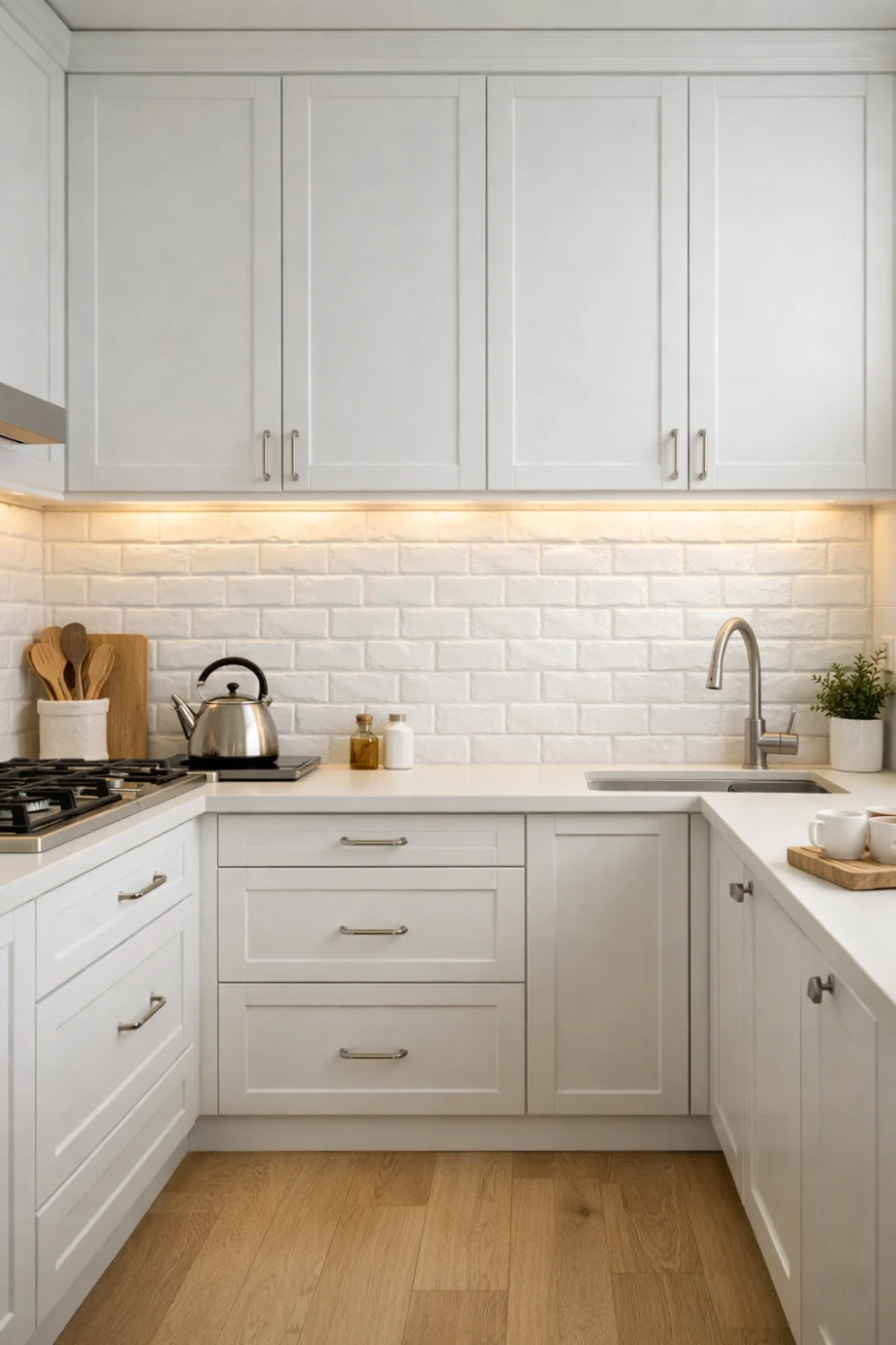 Subtle Textured White Backsplash