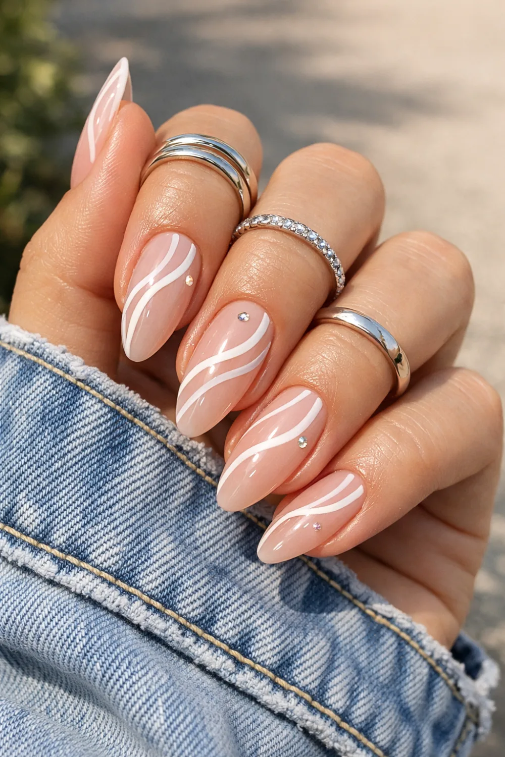 Wavy White Nails