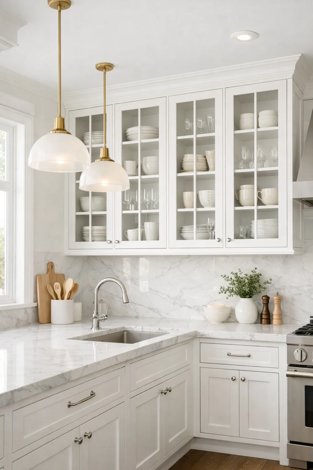 White Cabinets with Glass Details