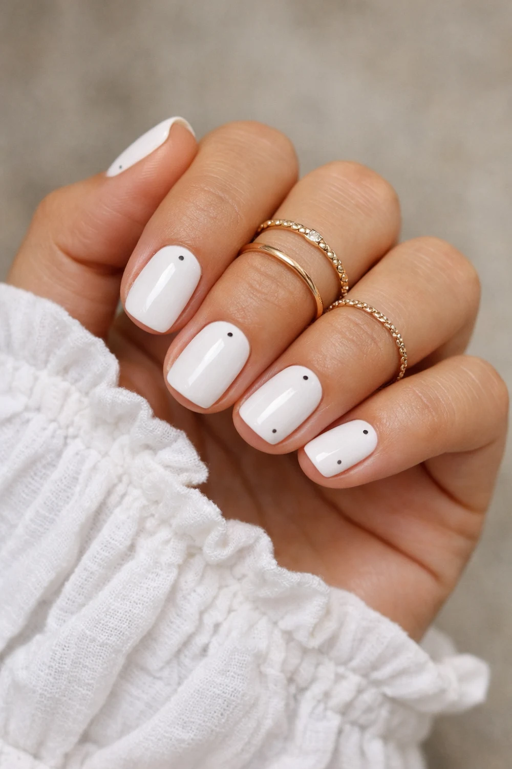 White Dotted Nails