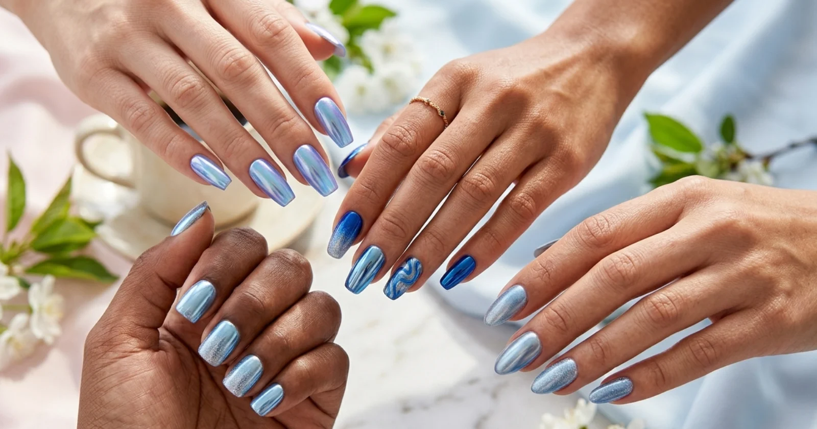 24 Blue Chrome Nail Ideas for the Coolest Spring Manicure