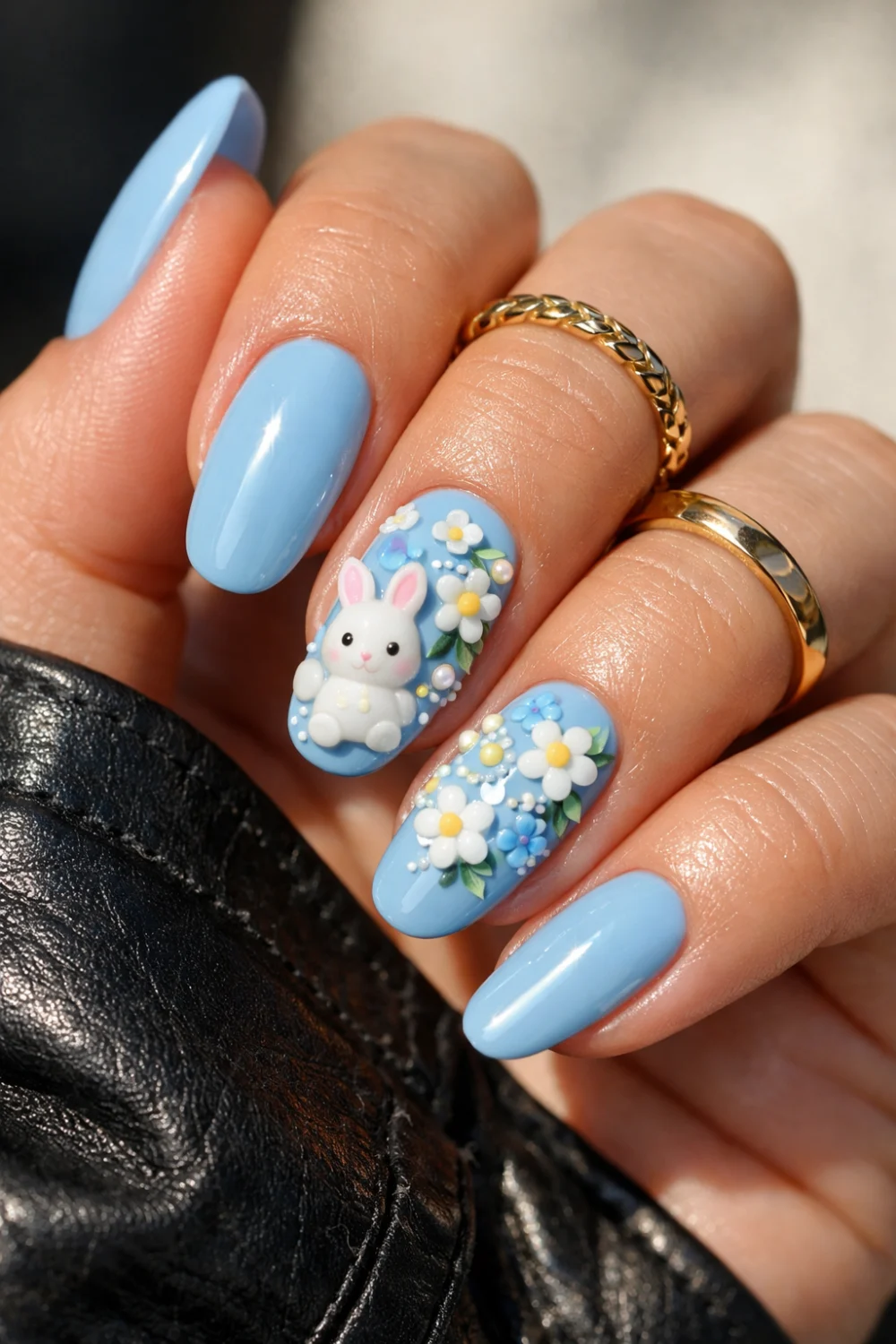 Baby Blue Moment Bunny Nails