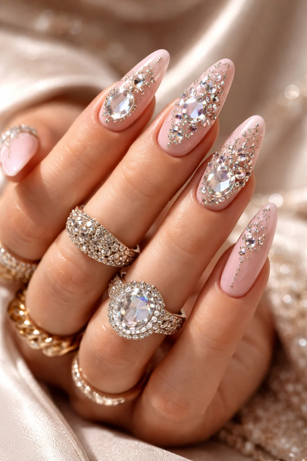 Bejeweled Light Pink Nails