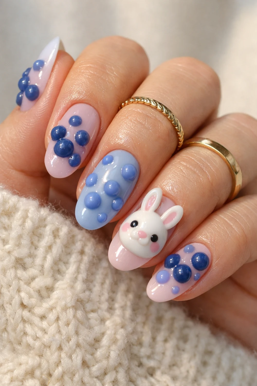 Blueberry Fields Forever Bunny Nails