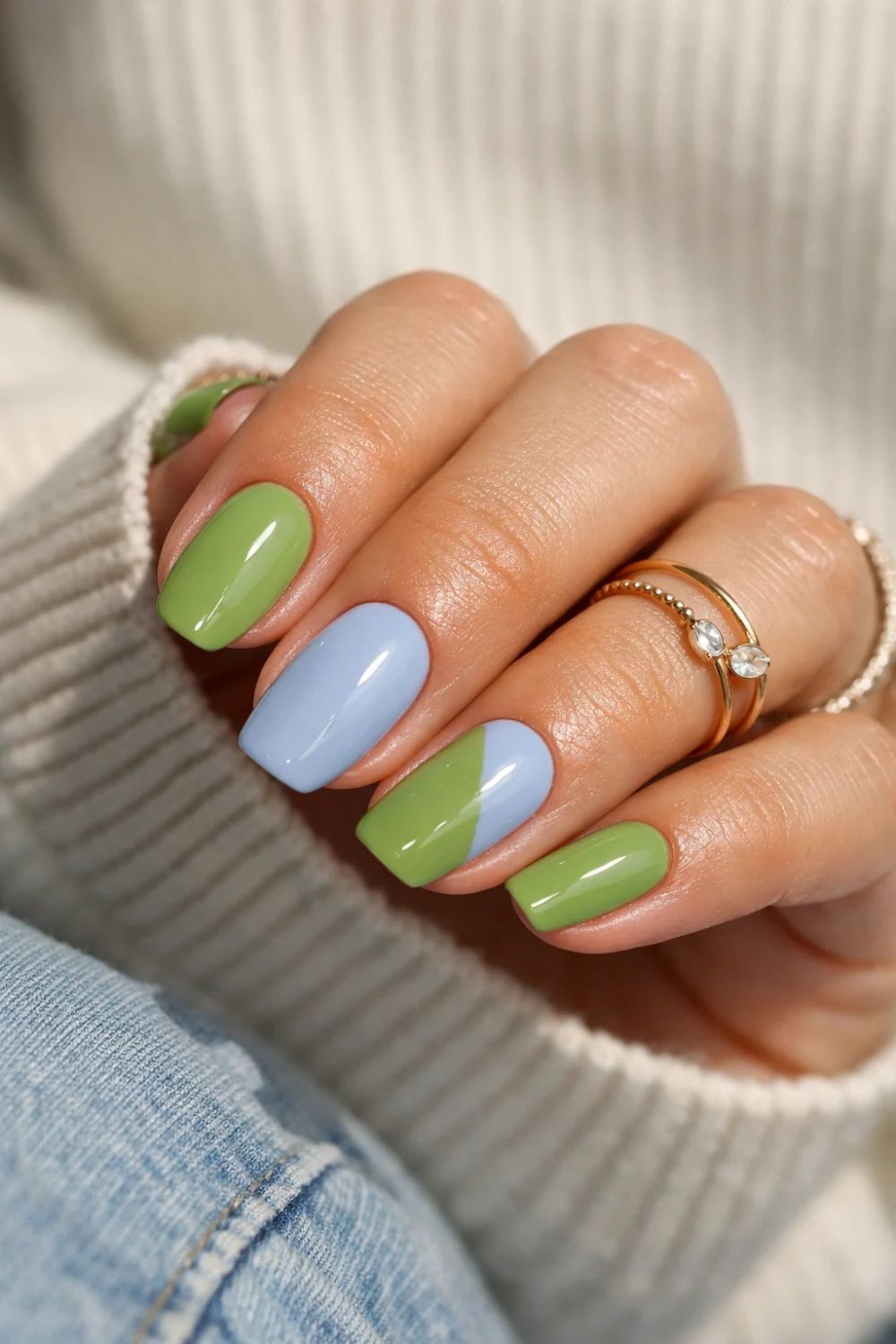 Blueberry Milk Matcha Nails