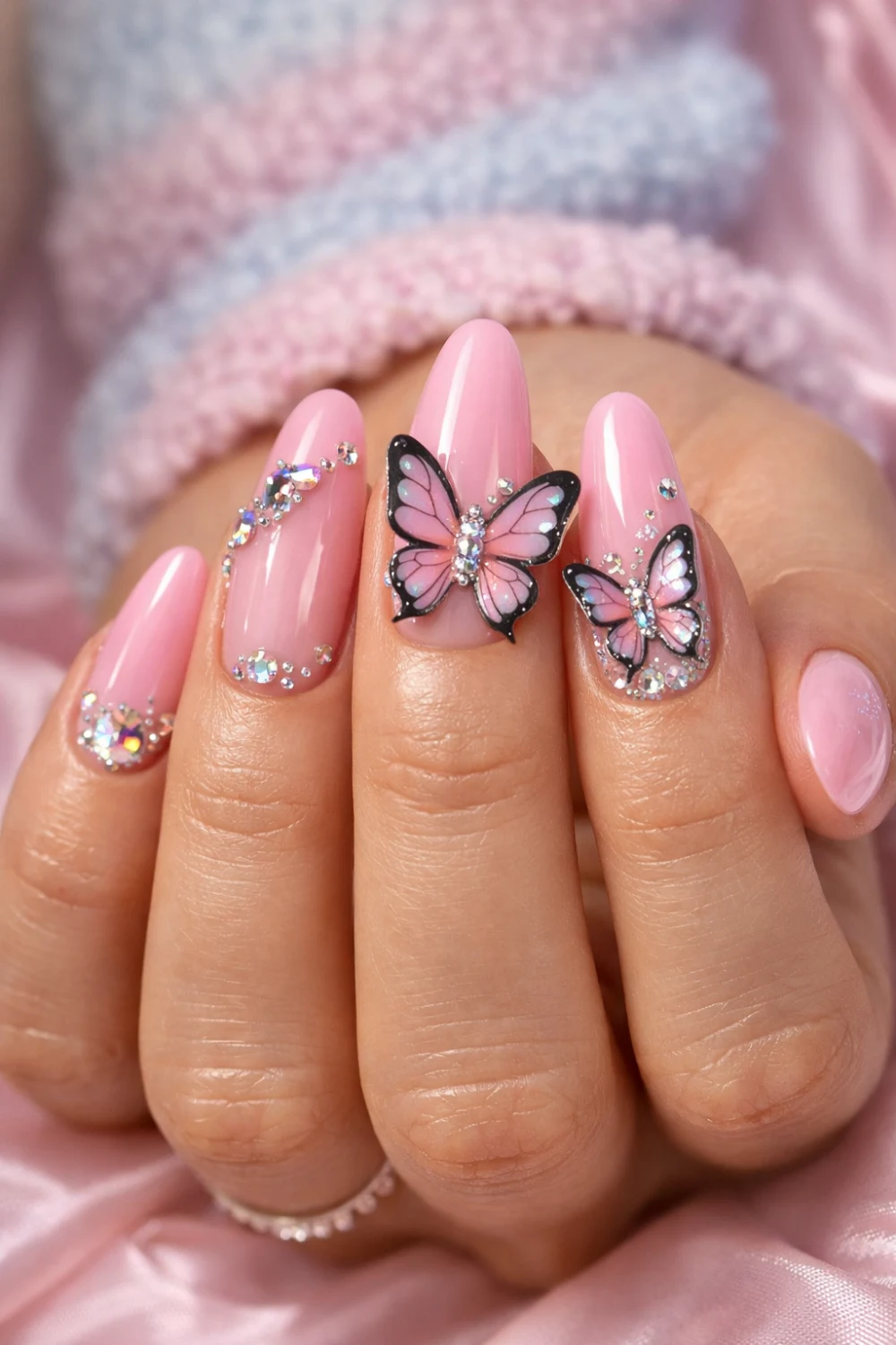 Butterfly Wings Light Pink Nails