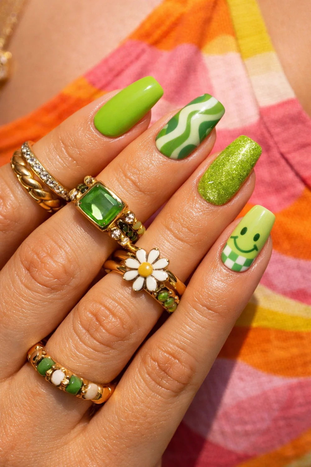 Funky Mix Matcha Nails