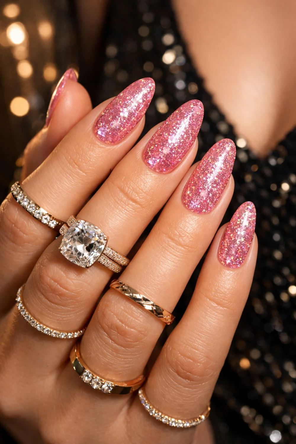 Glittery Pink Nails