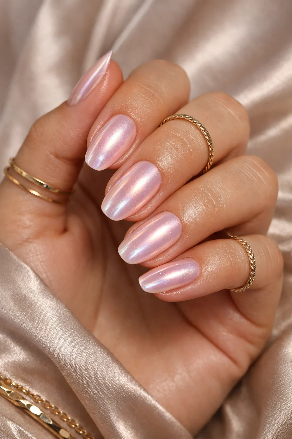 Iridescent Pink Nails