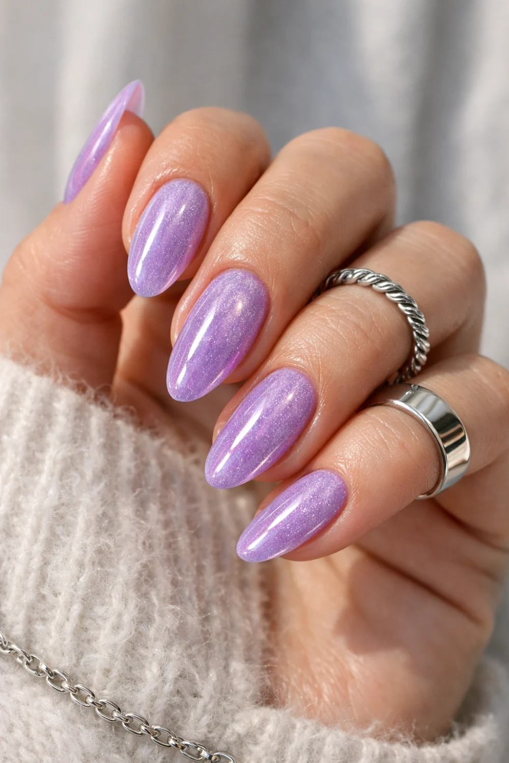 Lilac Glass Velvet Nails