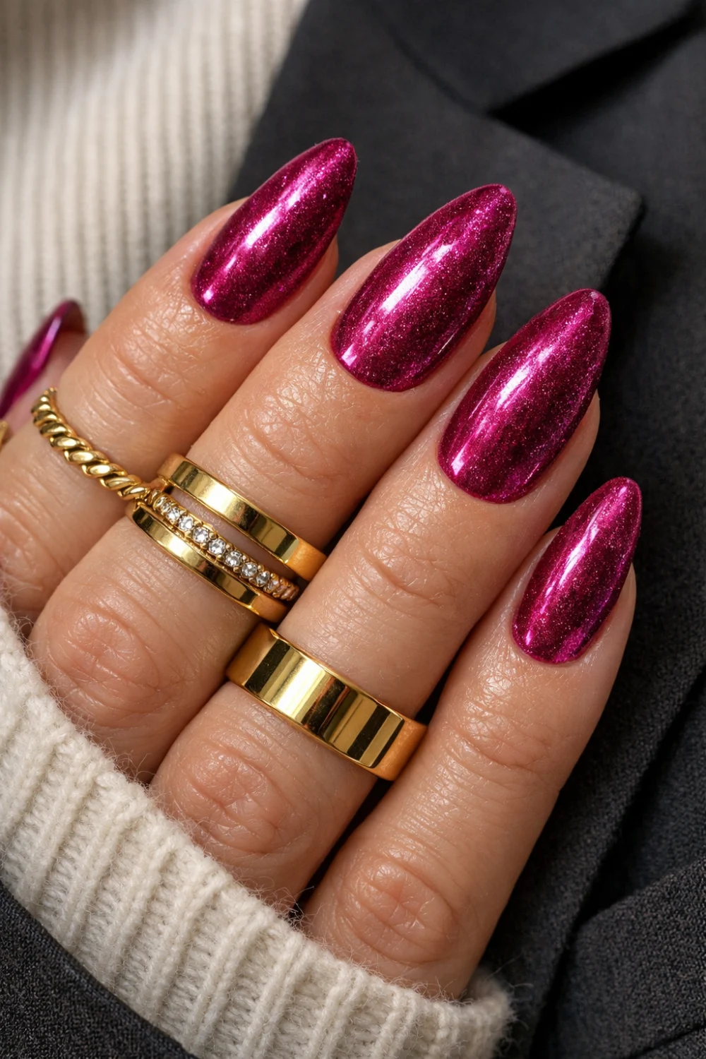 Magenta Velvet Nails
