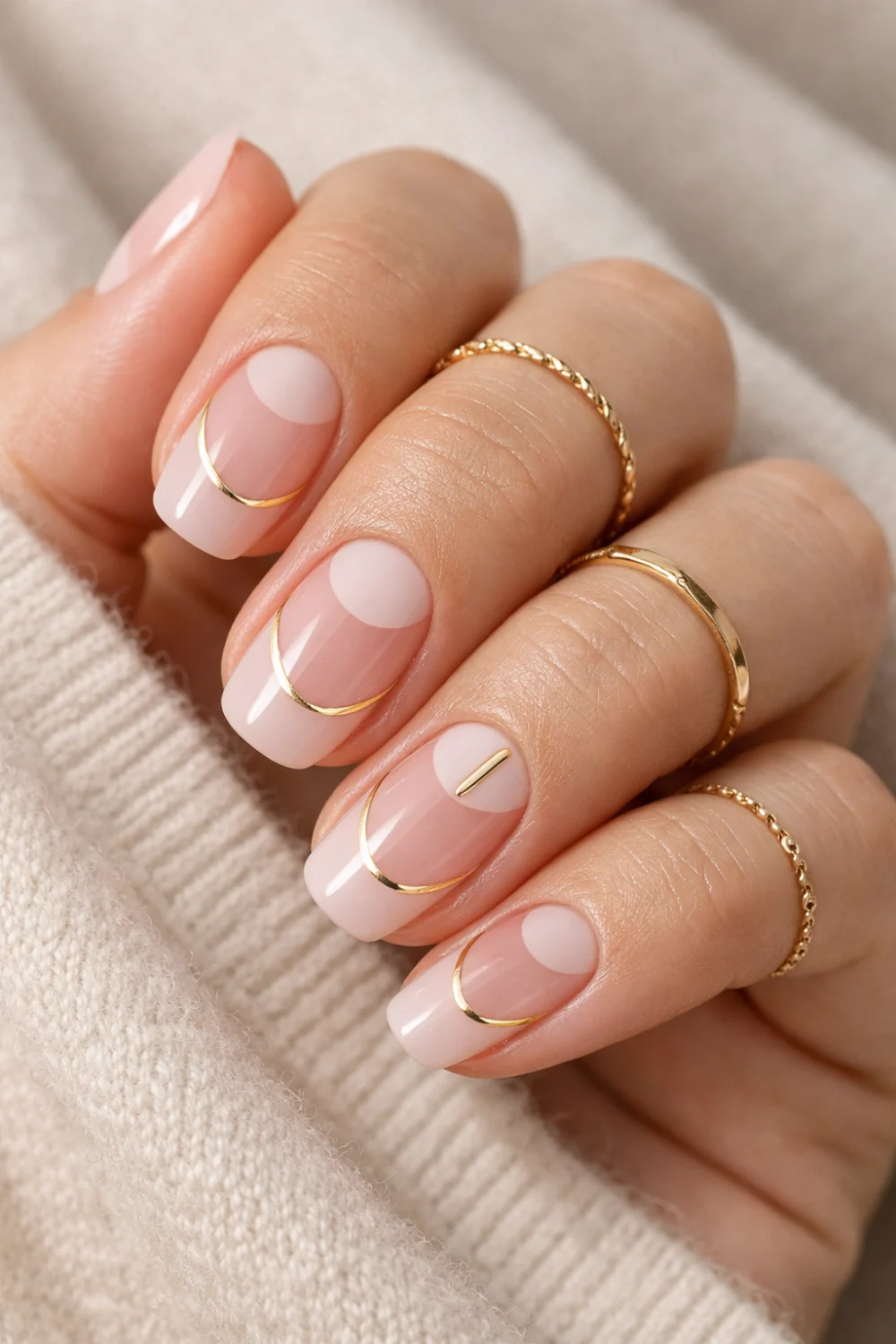 Negative Space Light Pink Nails
