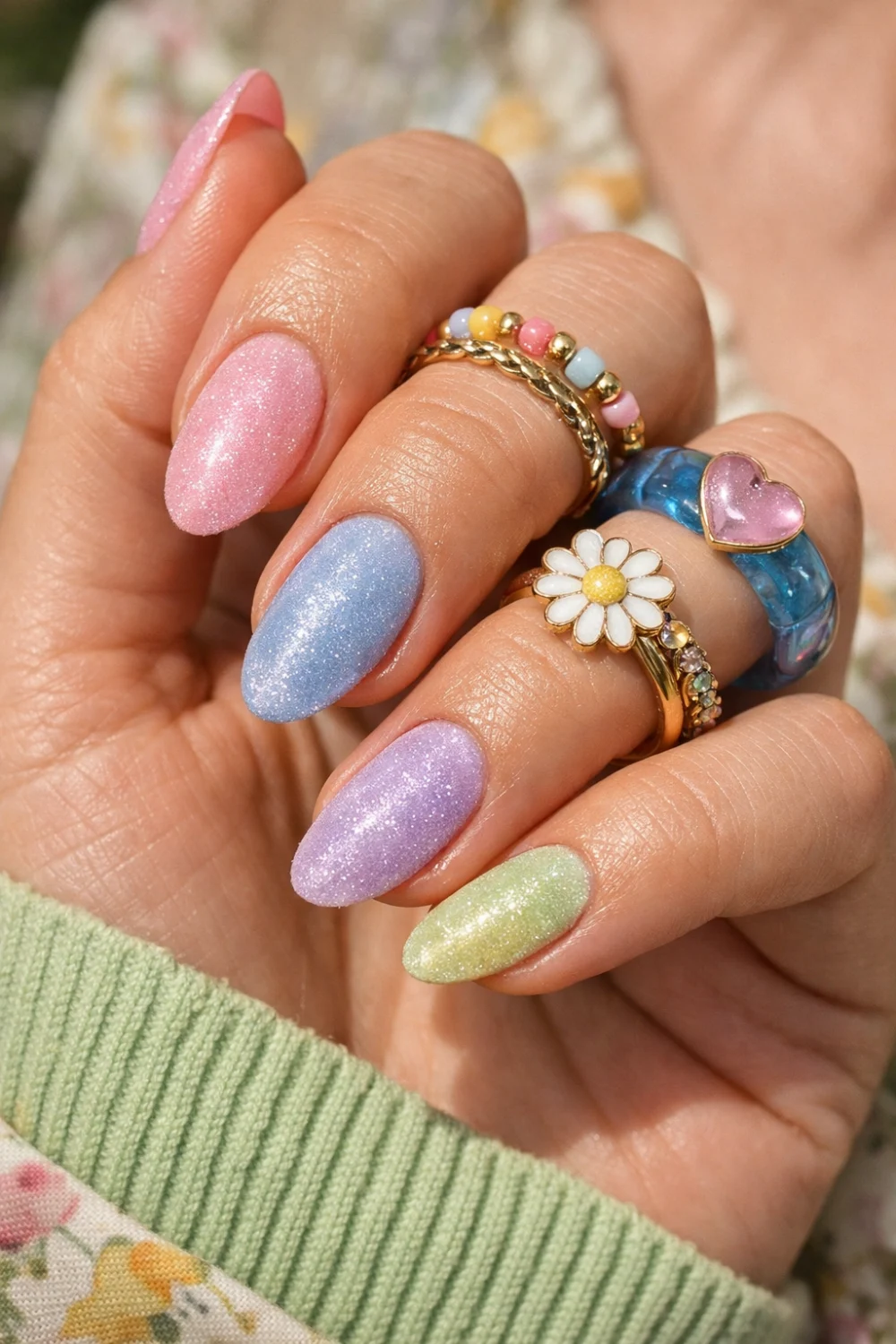 Pastel Velvet Skittle Nails