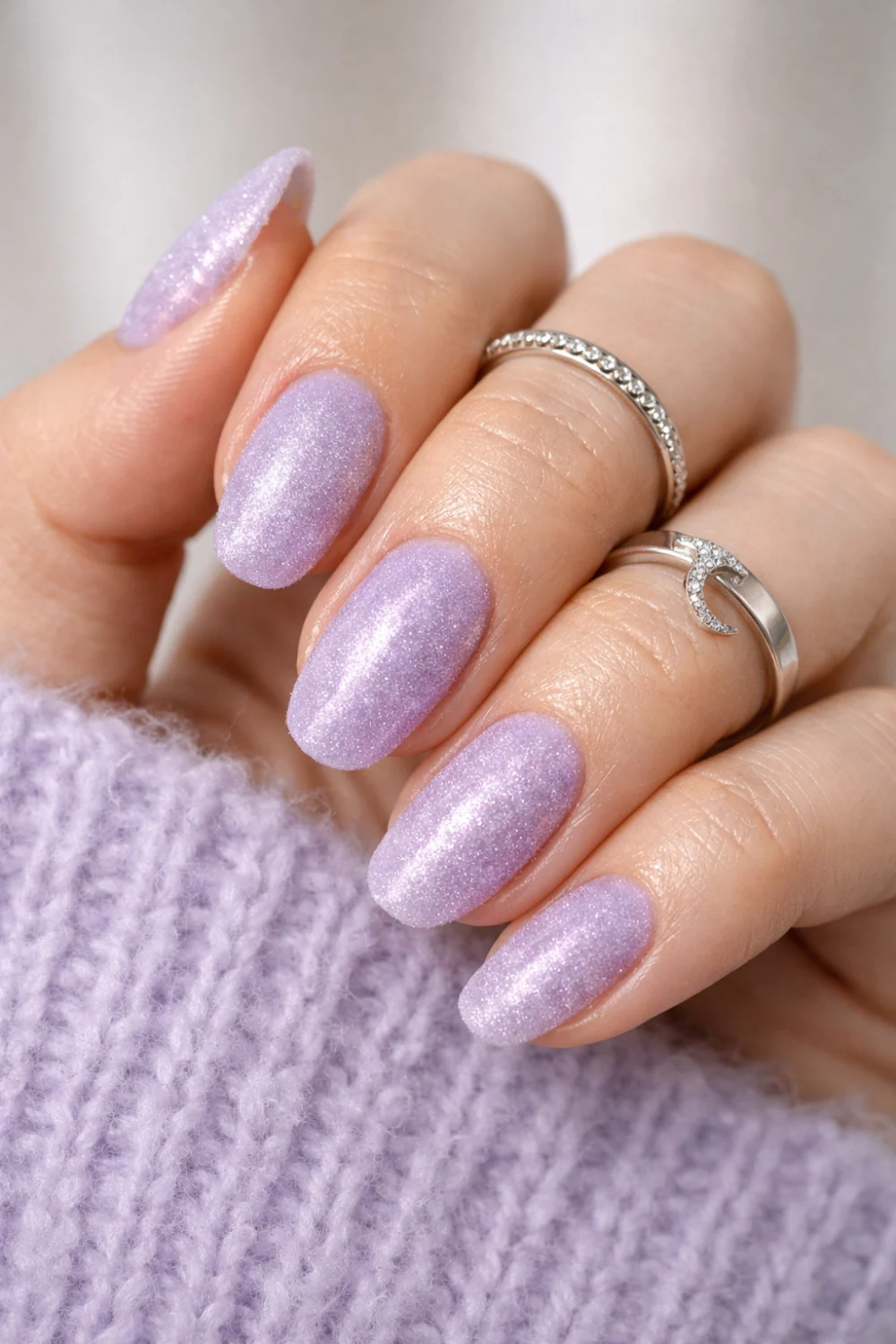 Sheer Lilac Velvet Nails