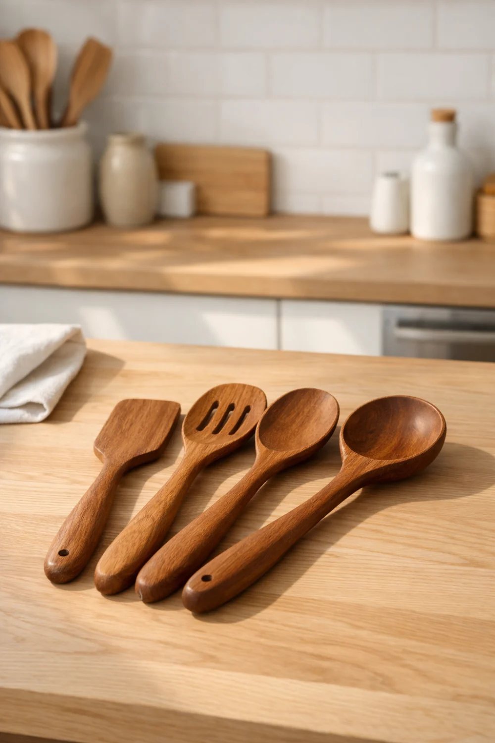 Solid Wood Cooking Spoon Set