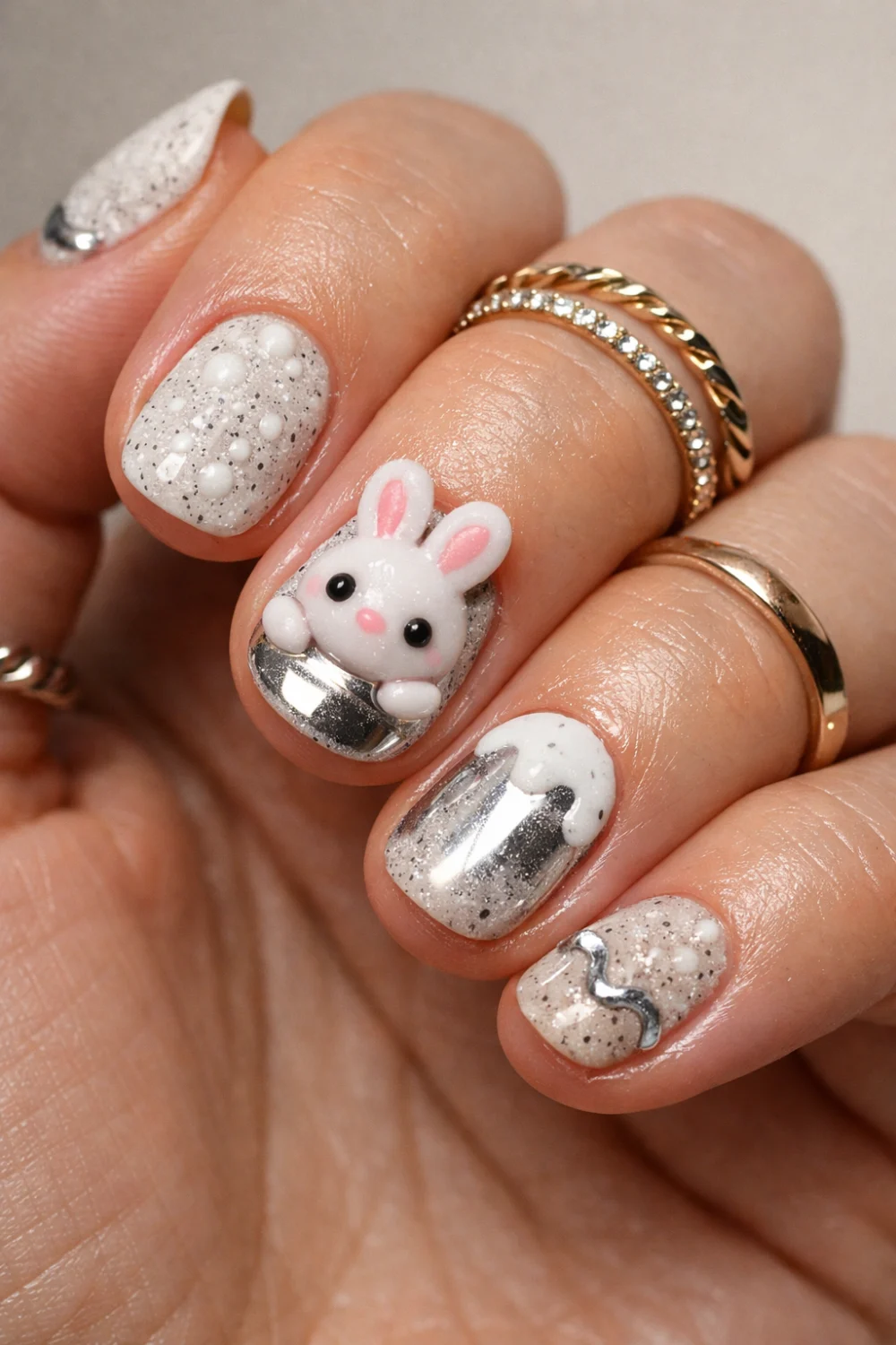 Speckled Set Bunny Nails
