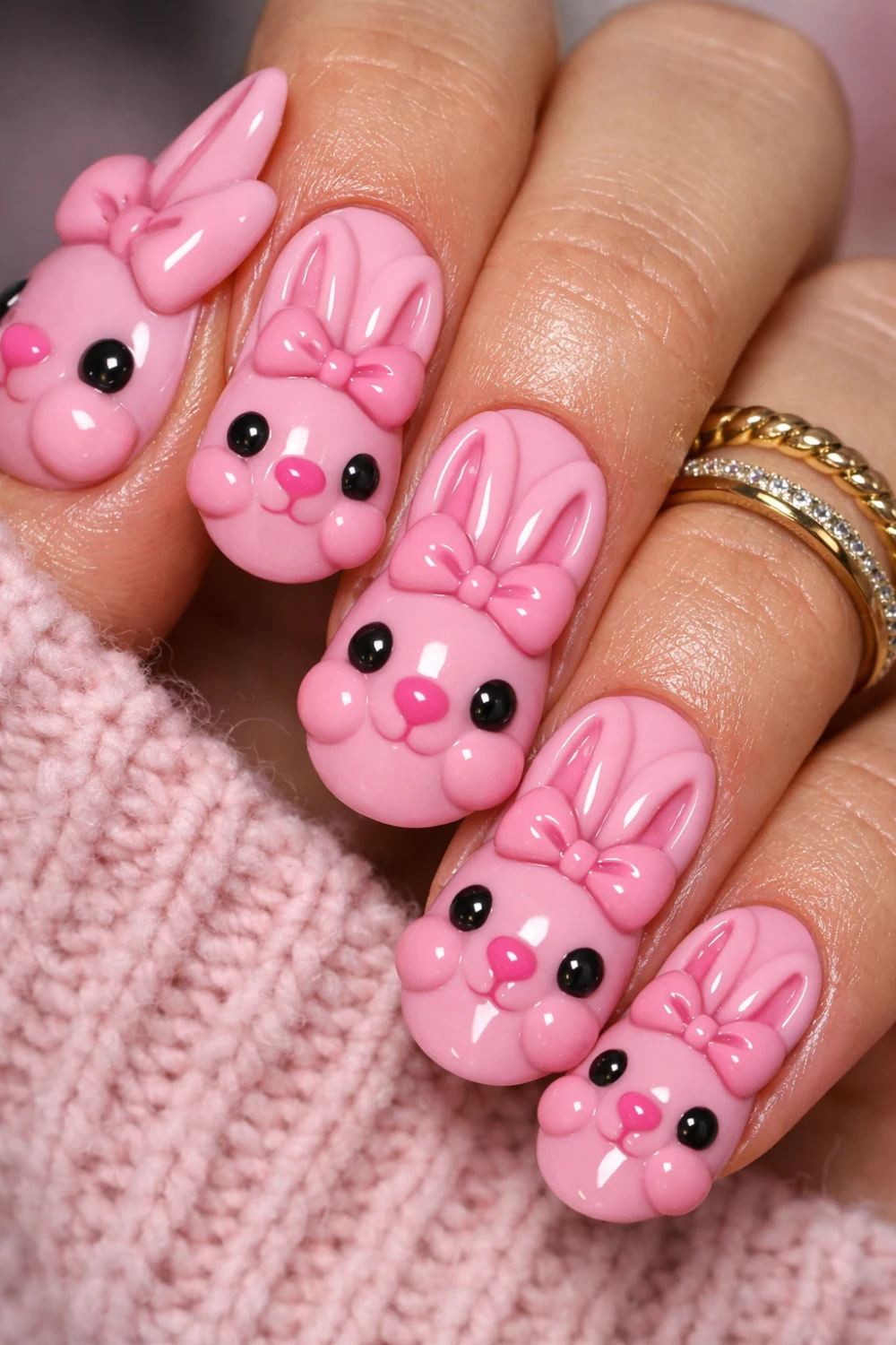 Think Pink Bunny Nails