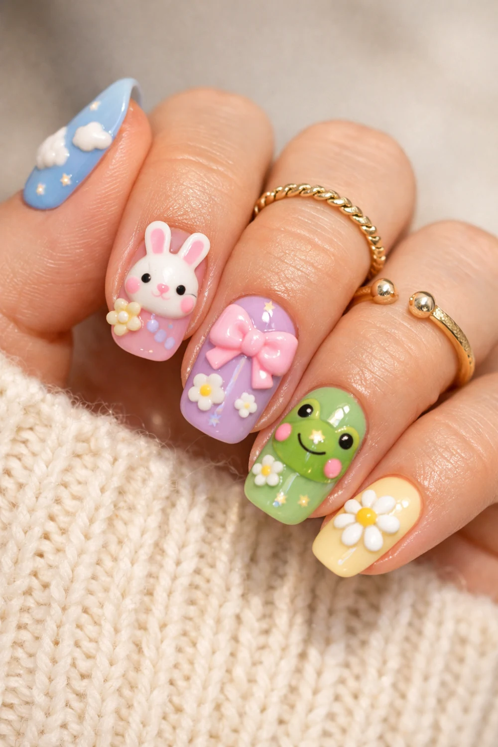 'Tis the Season Bunny Nails