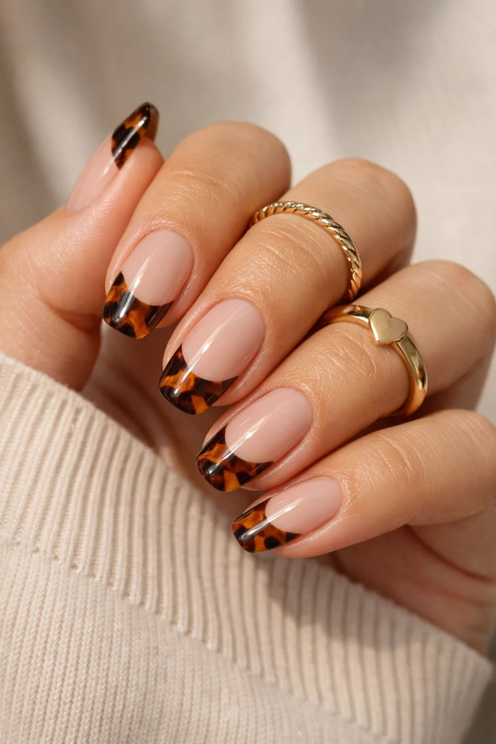 Tortoise French Tips Preppy Nails
