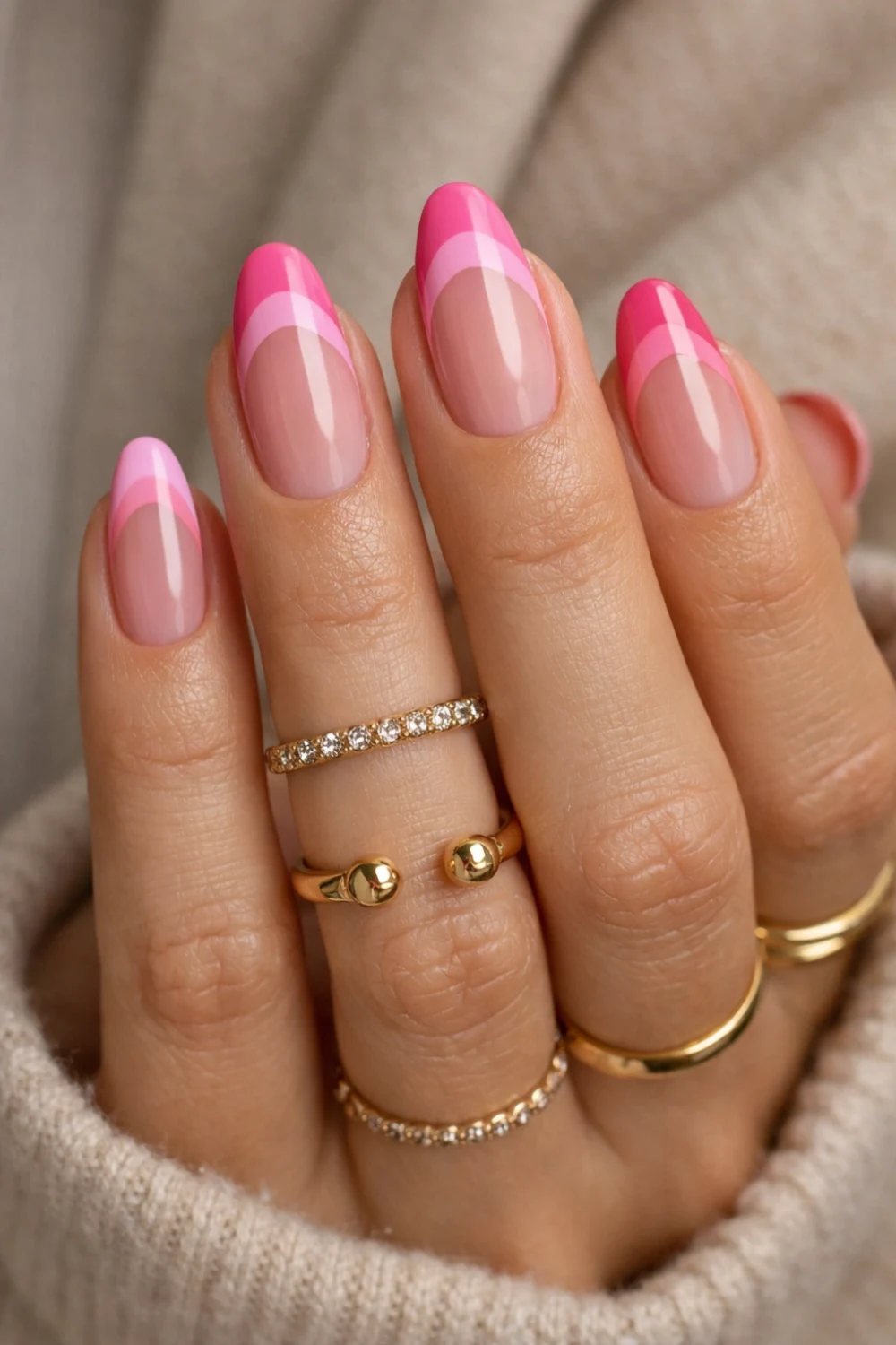 Two Tone French Light Pink Nails