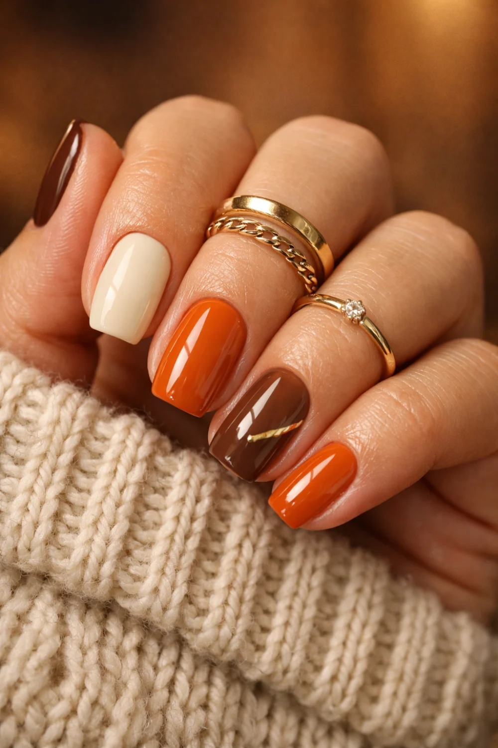 Warm Tones Preppy Nails