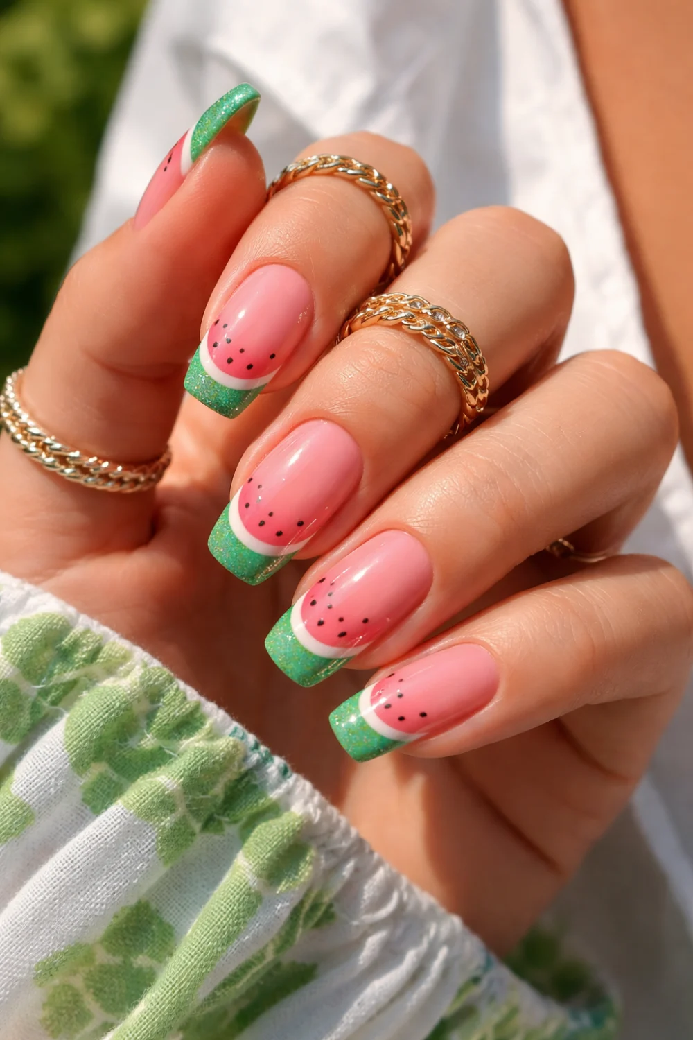 Watermelon French Tip Nails