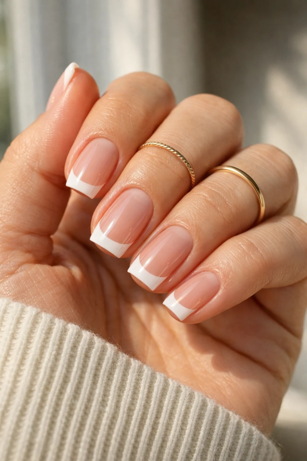 White French Tips Preppy Nails