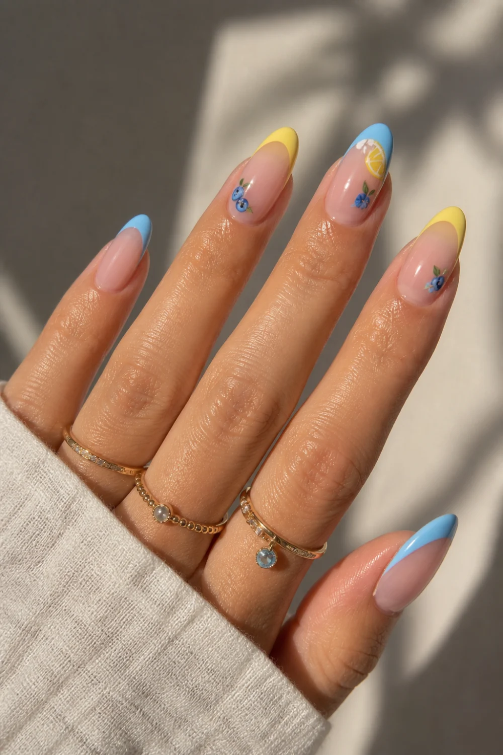 Blueberry Lemonade French Nails