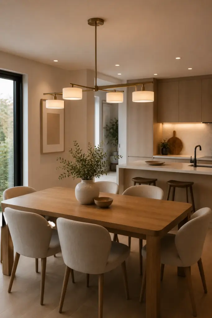 Chandeliers Above Kitchen Dining Areas