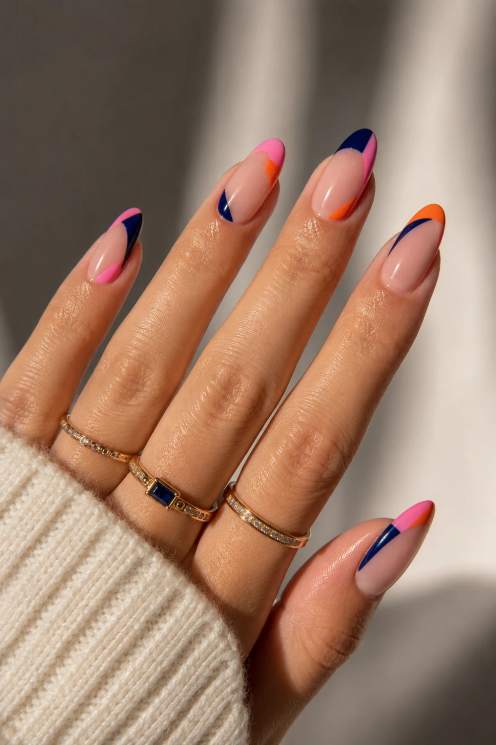 Color Block French Tip Nails