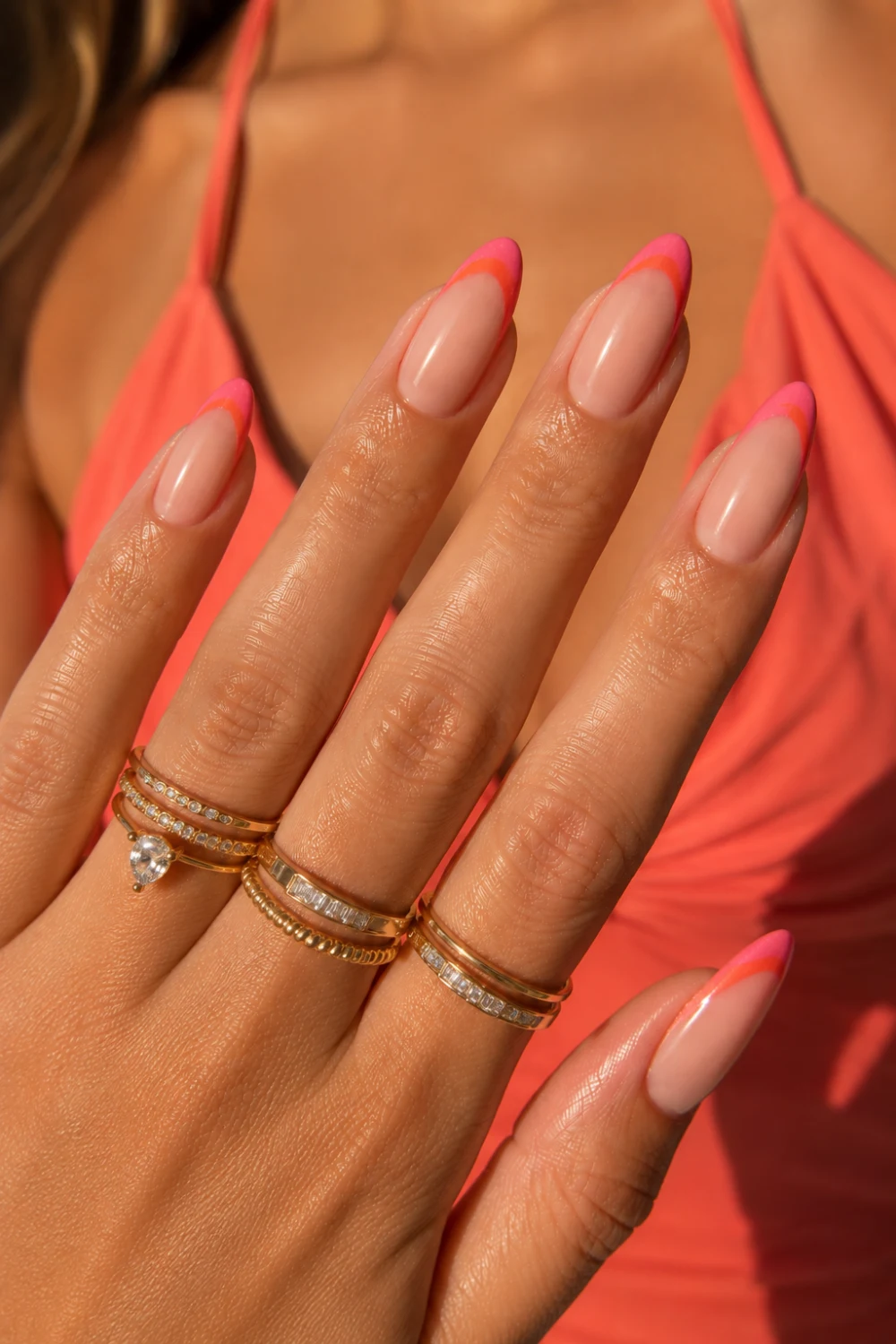 Flamingo Spritz French Tip Nails