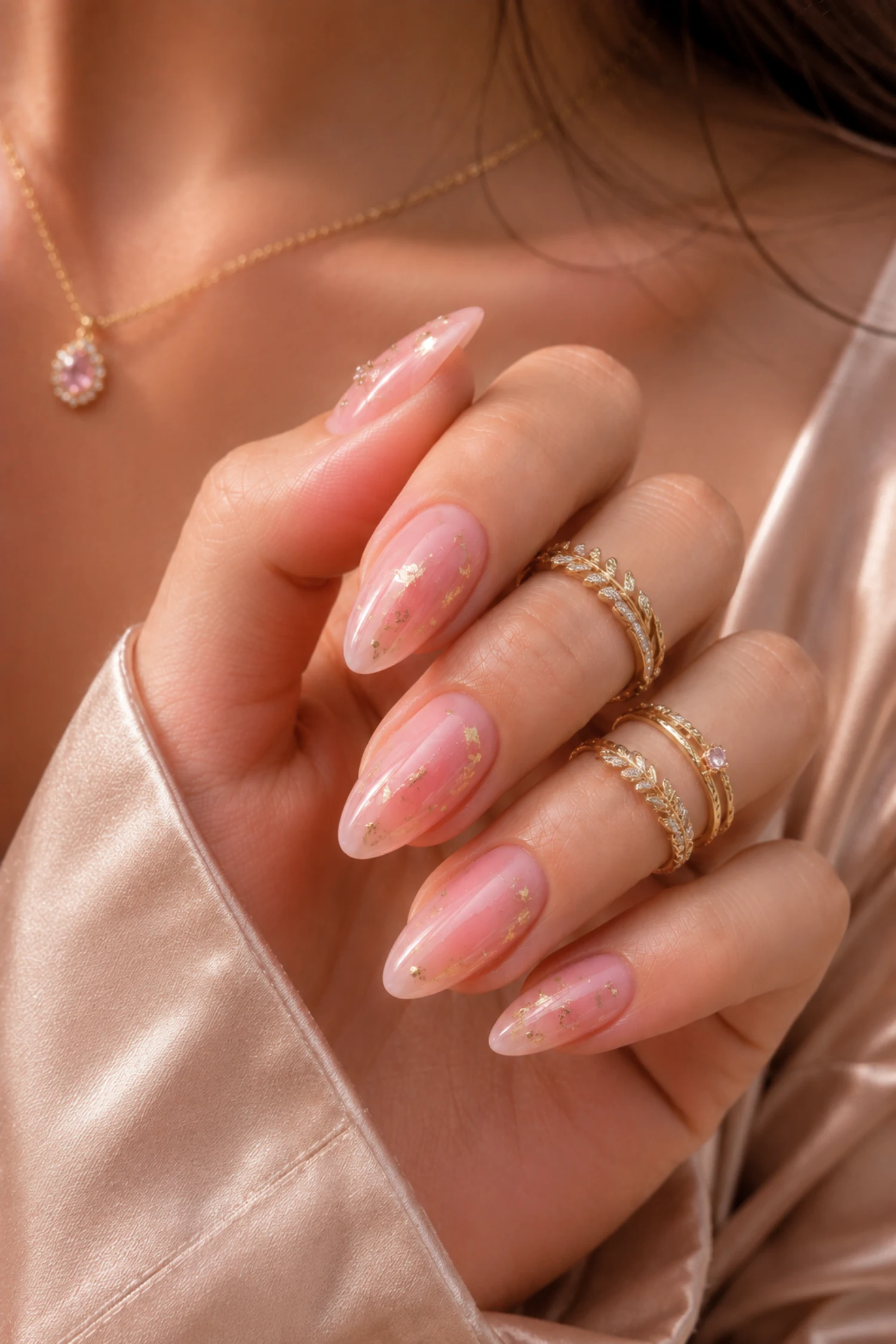 Gilded Strawberry Milk Nails