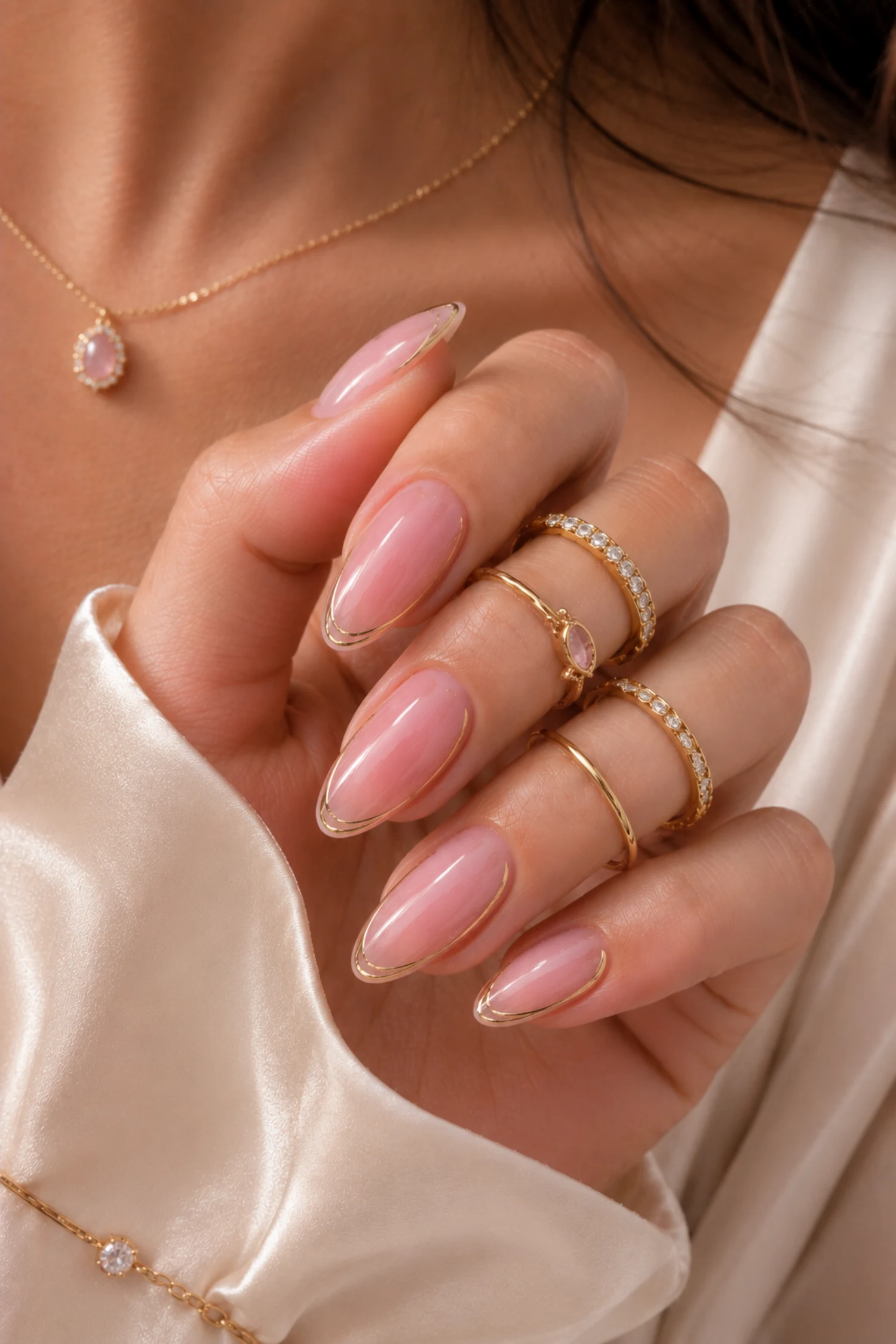 Golden Strawberry Milk Nails