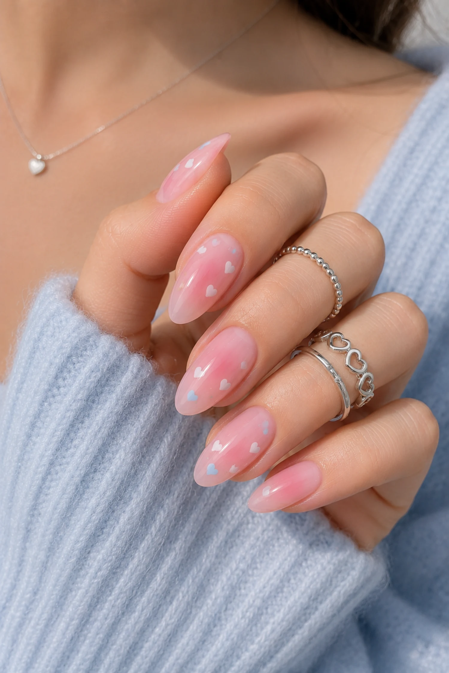 Heart Strawberry Milk Nails