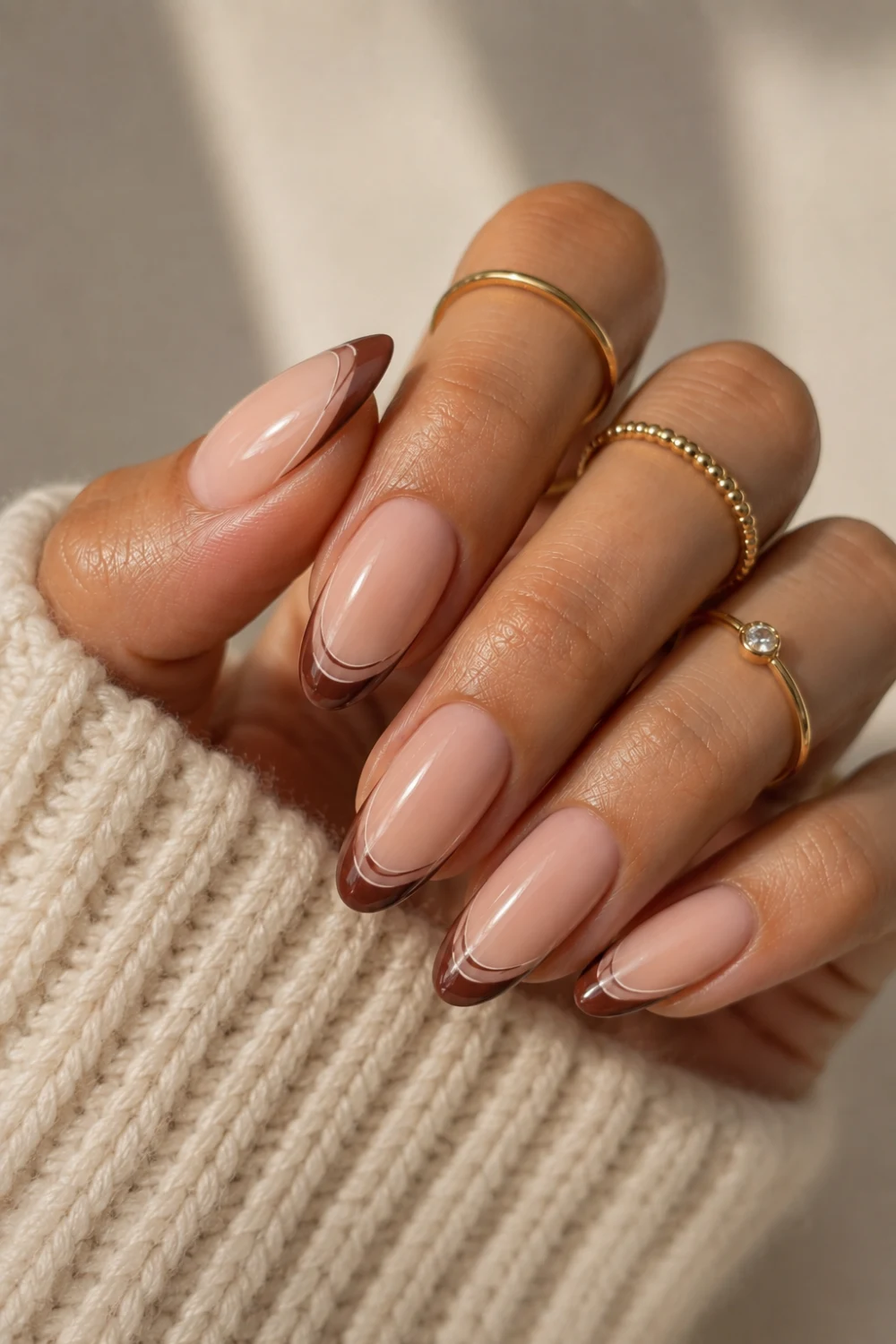 Milk Chocolate Accent French Nails