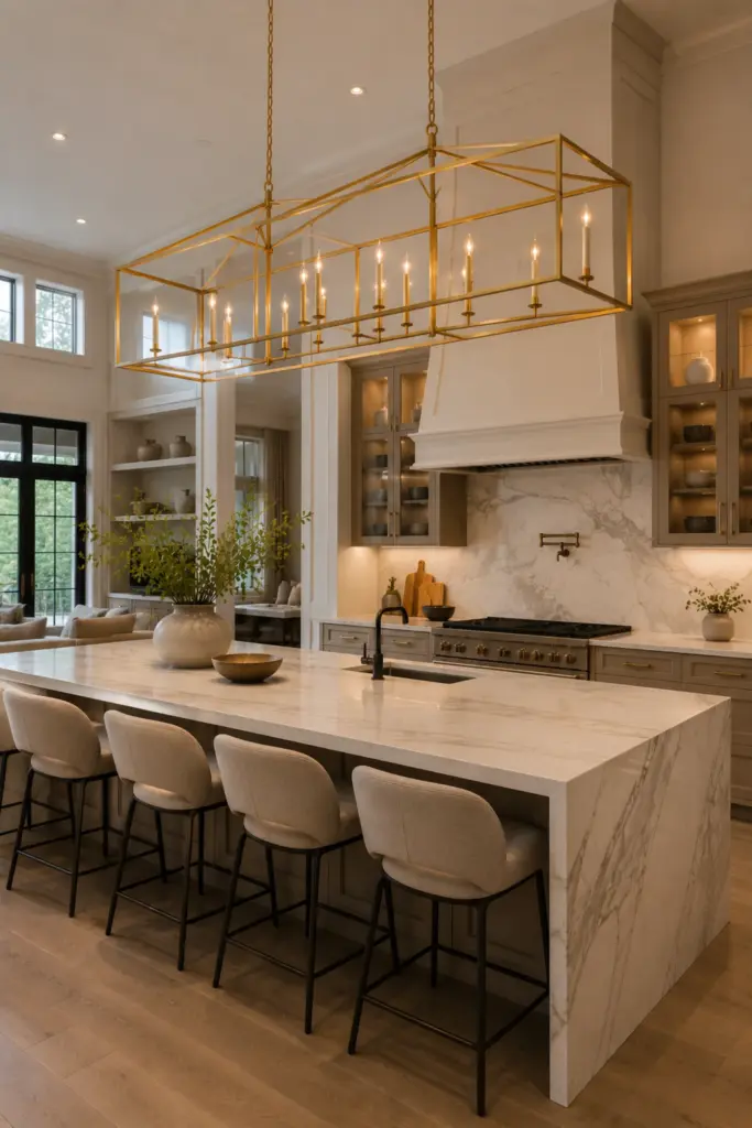 Oversized Chandeliers for Large Open Kitchens